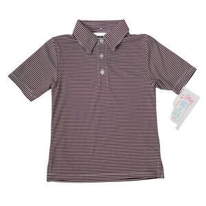 NWT Vive La Fete Collegiate Size XS (6/7) Maroon Pencil Stripe Polo